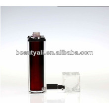30ml 50ml cosmética de lujo transparente tapa cuadrada rojo cosméticos sin aire bomba botella